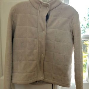 J. Crew off white fleece jacket small squares